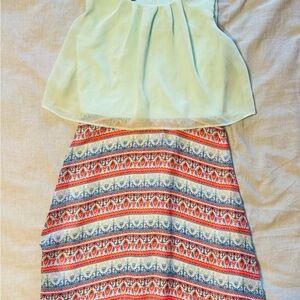 Iz Byer Mint and Multicolor Kids Dress